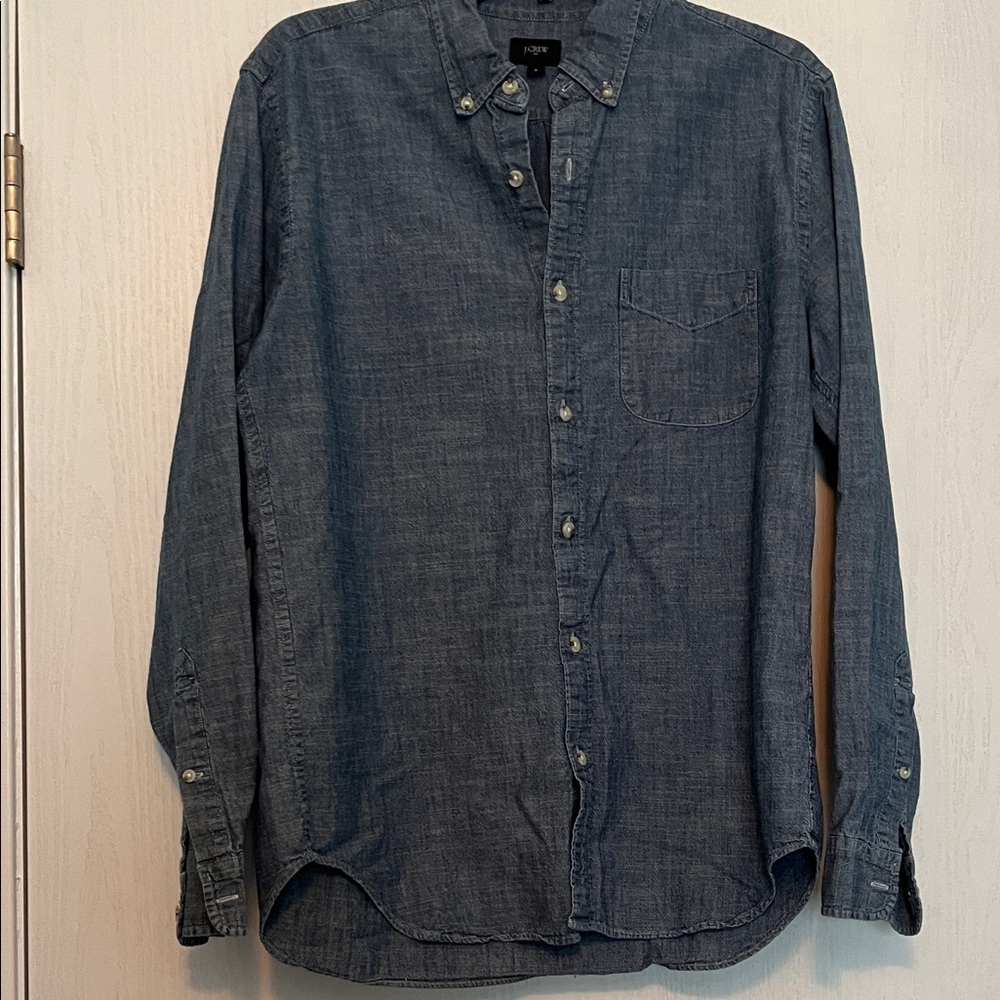 J. Crew Dark Blue chambray Casual Button Down Shirt